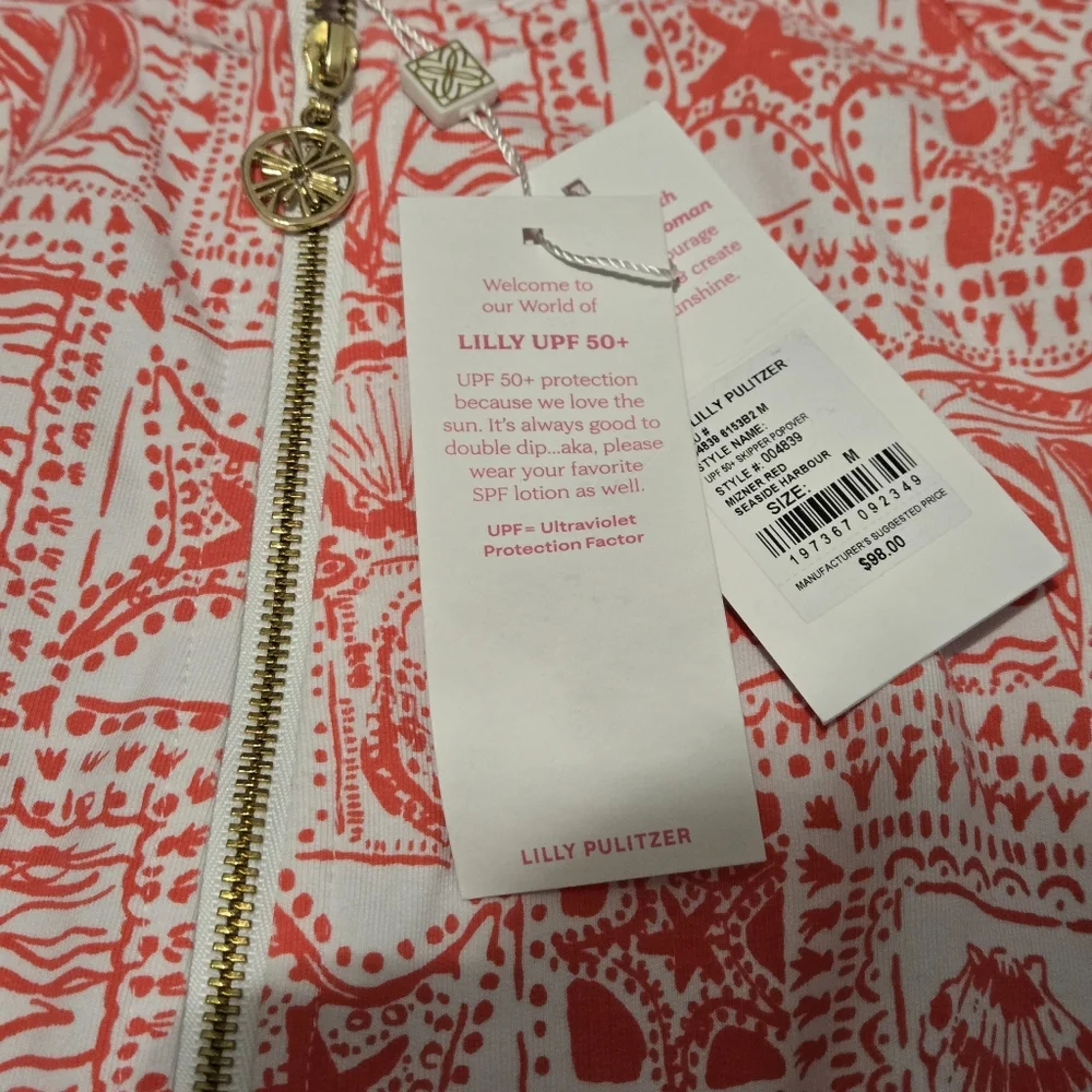 SOLD Lilly Pulitzer NWT UPF 50+ Skipper Popover Mizner Red Seaside Harbour - Picture 7 of 11